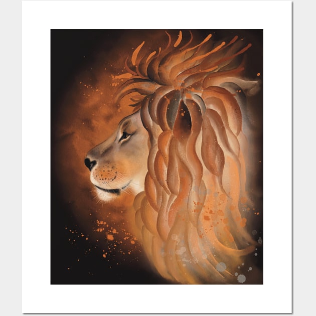 Watercolor lion portrait illustration by Renatta Zare Wall Art by RenattaZare